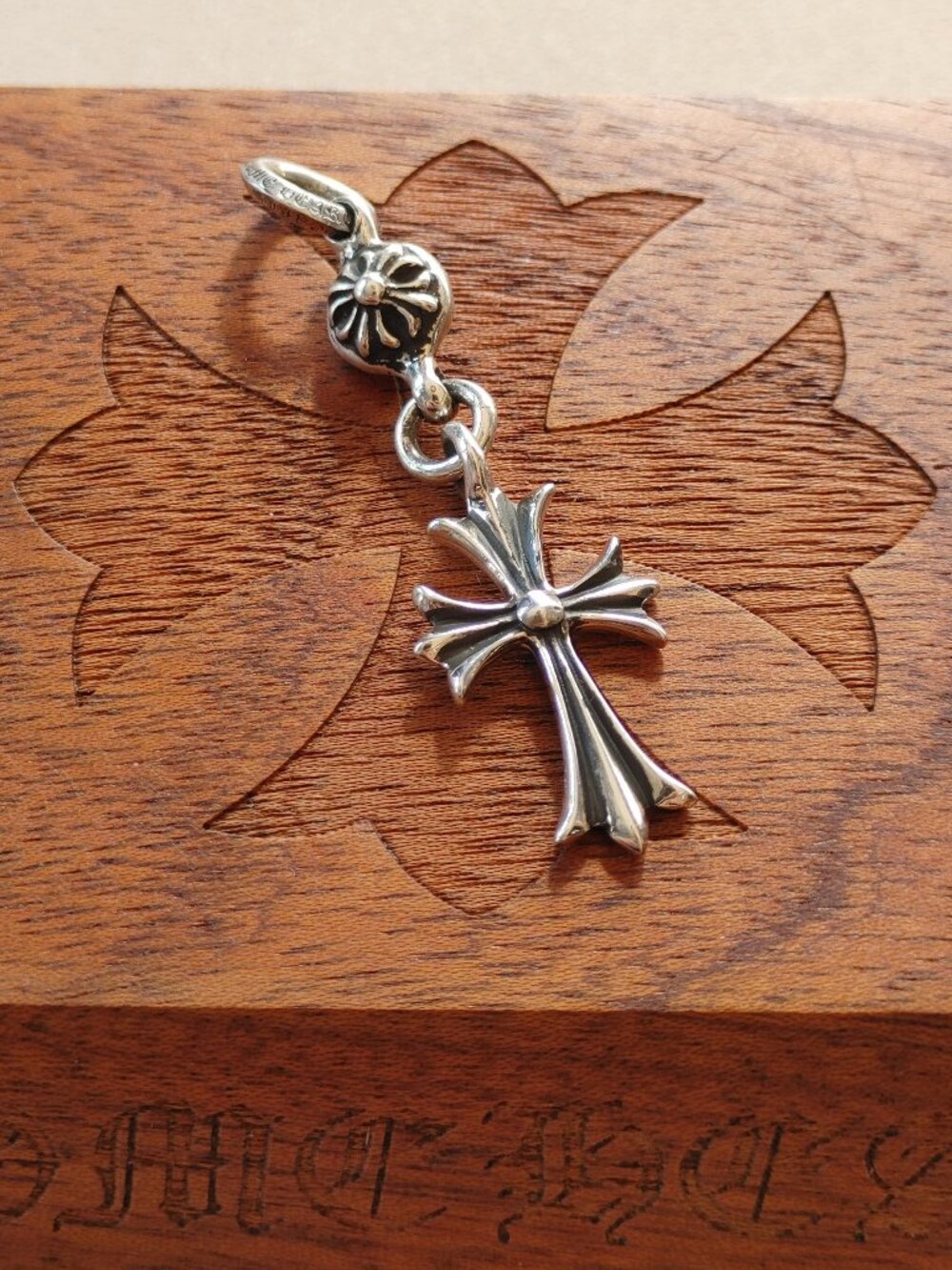 Chrome Hearts Tiny CH Cross Ball Pendant Charm 925 Sterling Silver Authentic